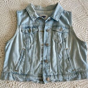 EUC Distressed Denim Vest Old Navy Lg.
